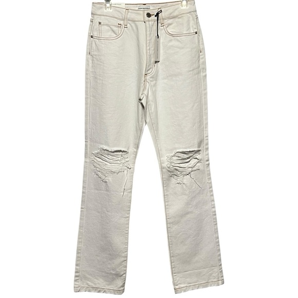 WeWoreWhat Icon Jean Zic Classic High-Waist Boot-Cut Stretch Twill White Denim - Picture 3 of 13